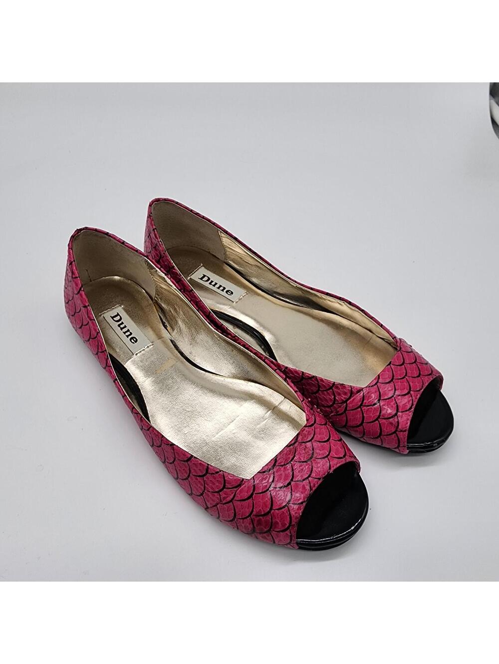 Dune London open toe pink black flats shoes 38 7